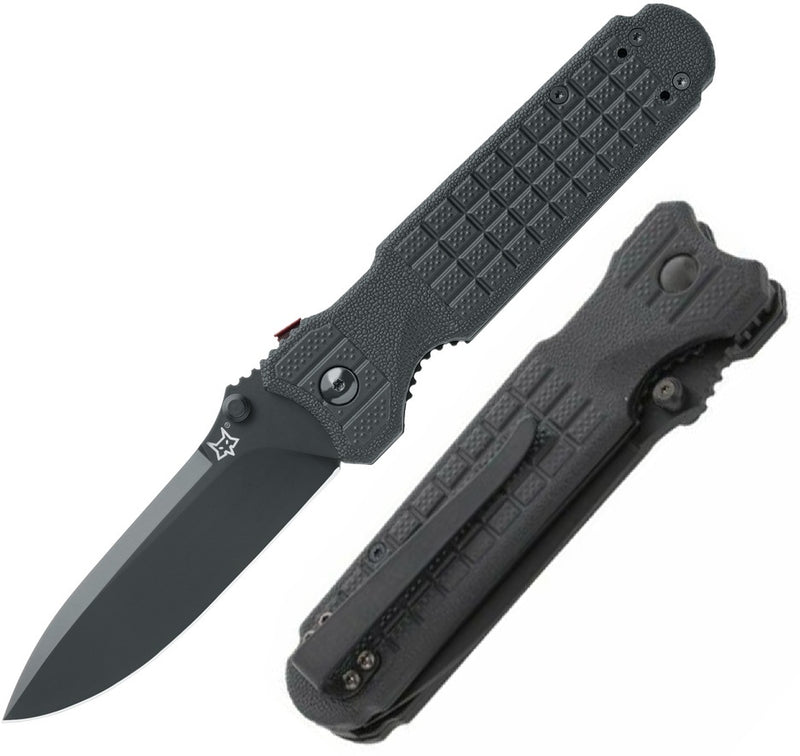 Fox Predator II Folding Knife 3.75" Bohler N690 Steel Blade Black Forprene Handle 446B -Fox - Survivor Hand Precision Knives & Outdoor Gear Store
