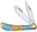 Frost Cutlery Saddlehorn Pocket Knife Stainless Steel Blades Turquoise/Abalone Handle HS111BARY -Frost Cutlery - Survivor Hand Precision Knives & Outdoor Gear Store