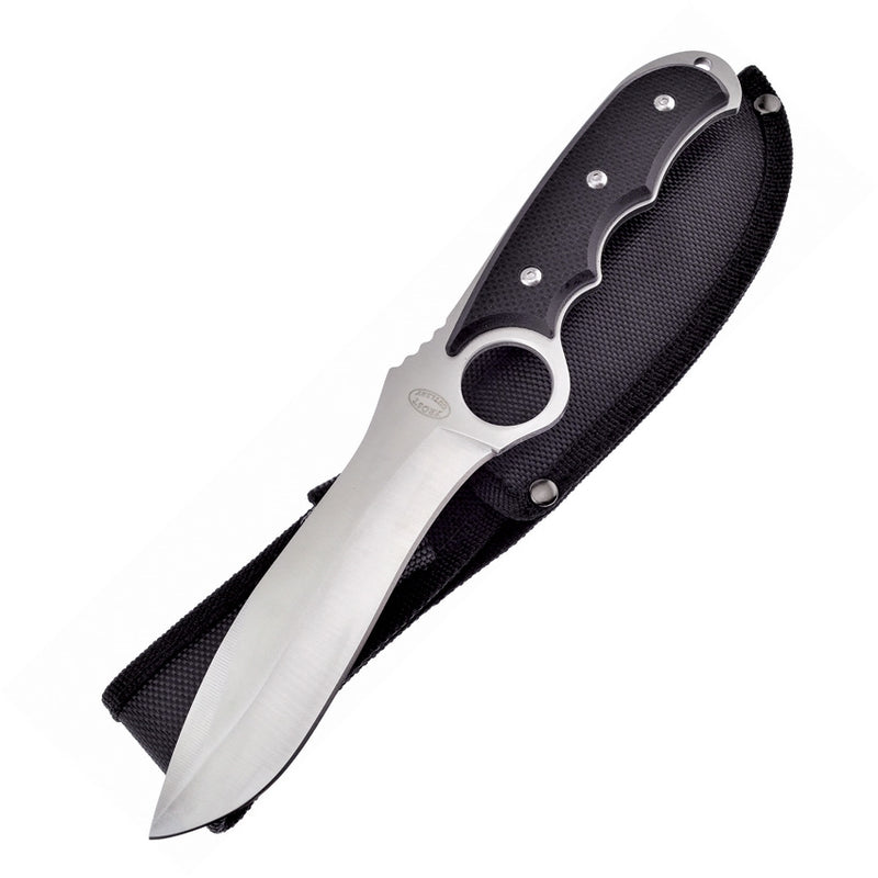 Frost Cutlery Cougar Fixed Knife 4.75" Stainless Steel Full Blade Black G10 Handle 15980BG10 -Frost Cutlery - Survivor Hand Precision Knives & Outdoor Gear Store
