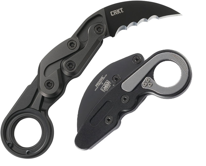 CRKT Provoke Veff Serrations Folding Knife 2.38" D2 Tool Steel Blade Black Aluminum Handle 4040V -CRKT - Survivor Hand Precision Knives & Outdoor Gear Store