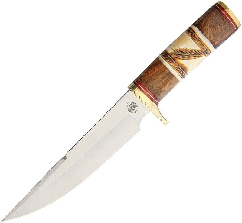 Frost Cutlery Spirit Feather Fixed Knife 7.25" Stainless Steel Blade Bone And Wood Handle W662 -Frost Cutlery - Survivor Hand Precision Knives & Outdoor Gear Store