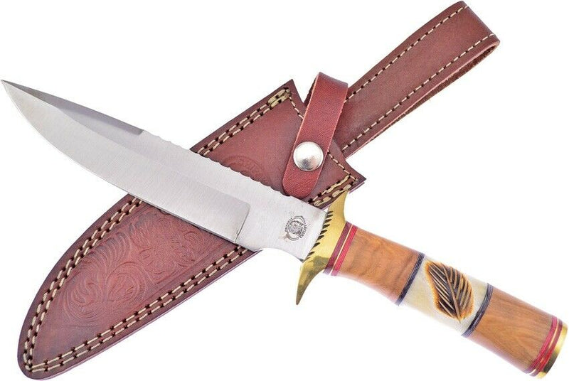 Frost Cutlery CW Howling Moon Fixed Knife 7" Stainless Steel Blade Bone And Olive Wood Handle W663 -Frost Cutlery - Survivor Hand Precision Knives & Outdoor Gear Store