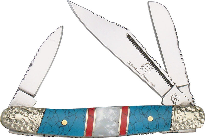 Frost Cutlery Wrangler Pocket Knife Stainless Steel Blades Mother Of Pearl Handle HS112TUR -Frost Cutlery - Survivor Hand Precision Knives & Outdoor Gear Store