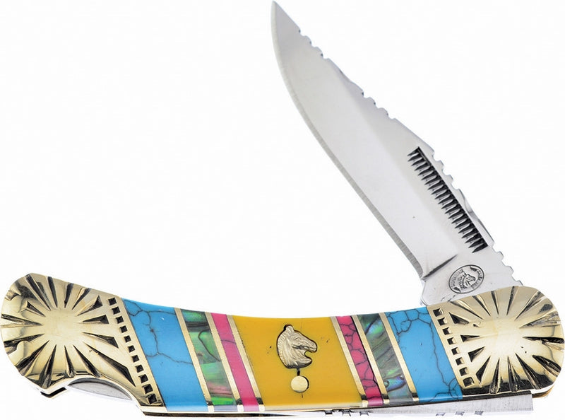 Frost Cutlery Folding Knife 2.5" Stainless Steel Blade Turquoise/Abalone Handle SHS123BARY -Frost Cutlery - Survivor Hand Precision Knives & Outdoor Gear Store