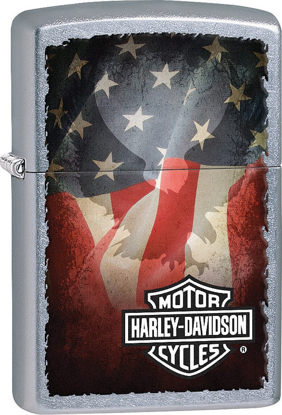 Zippo Lighter Harley Davidson Flag Design Street Chrome Construction Made In USA 03813 -Zippo - Survivor Hand Precision Knives & Outdoor Gear Store