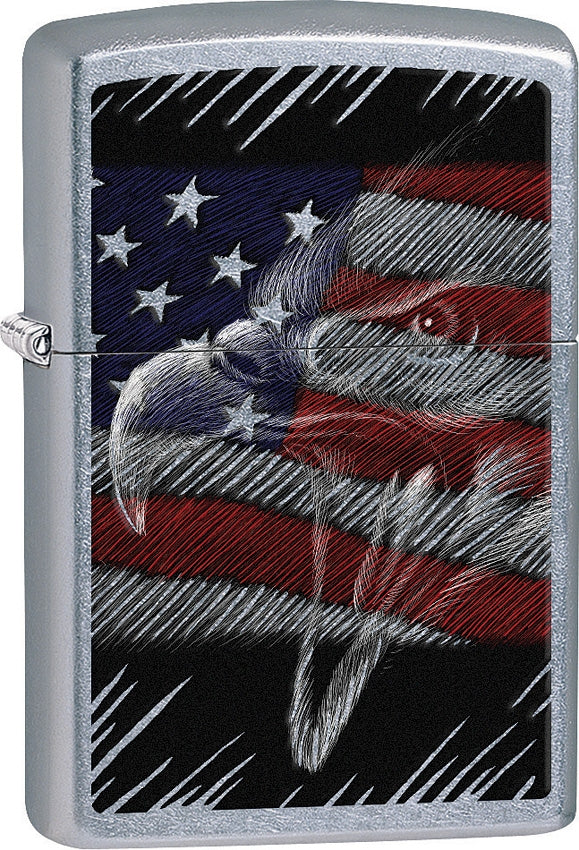 Zippo Lighter Eagle/Flag Windproof Refillable Street Chrome Made In USA 15259 -Zippo - Survivor Hand Precision Knives & Outdoor Gear Store