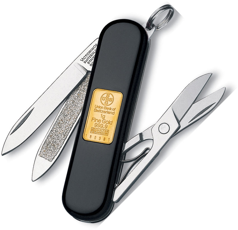 Victorinox Classic Gold Ingot Pocket Knife Stainless Steel Blade Black Handle 0620387X1 -Victorinox - Survivor Hand Precision Knives & Outdoor Gear Store