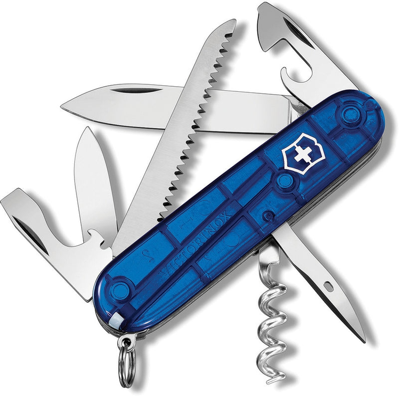 Victorinox Camper Sapphire Pocket Knife Stainless Steel Blades Blue ABS Handle 136134T2X2 -Victorinox - Survivor Hand Precision Knives & Outdoor Gear Store