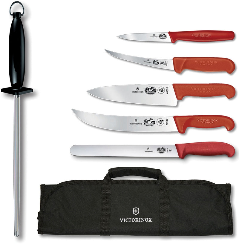 Victorinox BBQ Set Master 7 Pc Set Kitchen Knife High Carbon Steel Blades Red Synthetic Handles 5100172X3 -Victorinox - Survivor Hand Precision Knives & Outdoor Gear Store