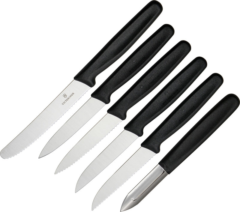 Victorinox Six Piece Paring Set Kitchen Knife Stainless Steel Blades Black Nylon Handles 511136 -Victorinox - Survivor Hand Precision Knives & Outdoor Gear Store