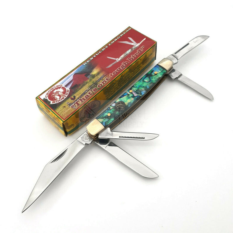 Frost Cutlery Kentucky Congress Pocket Knife Stainless Blades Salt Water Abalone Handle 117SAB -Frost Cutlery - Survivor Hand Precision Knives & Outdoor Gear Store