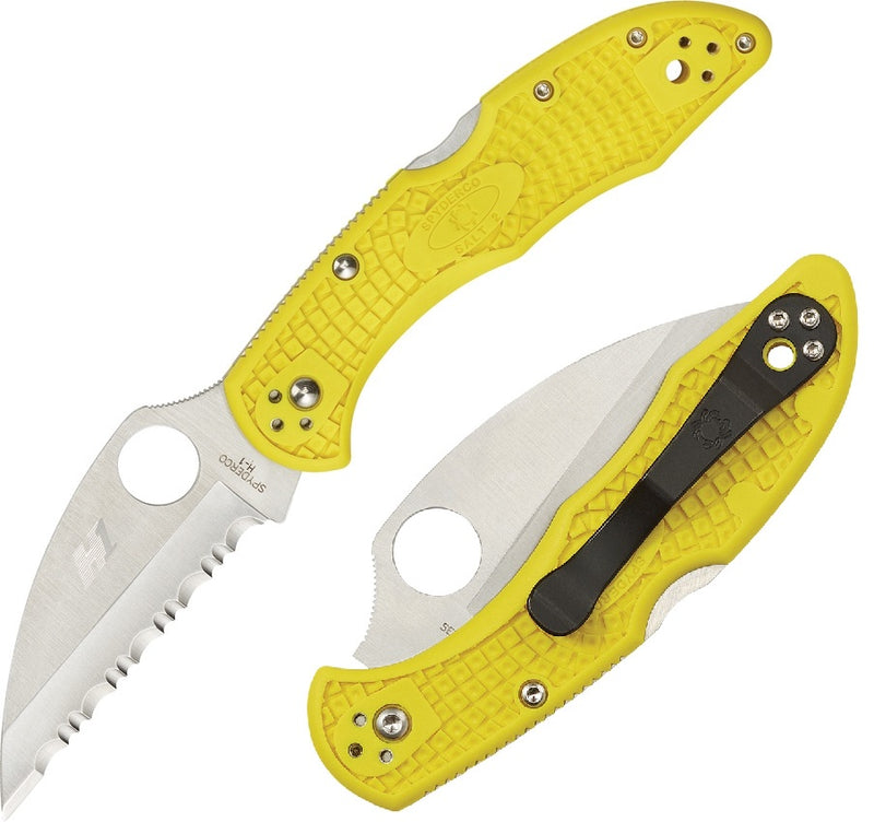 Spyderco Salt 2 Lockback Folding Knife 3" H1 Steel Wharncliffe Blade Yellow Texture FRN Handle 88SWCYL2 -Spyderco - Survivor Hand Precision Knives & Outdoor Gear Store