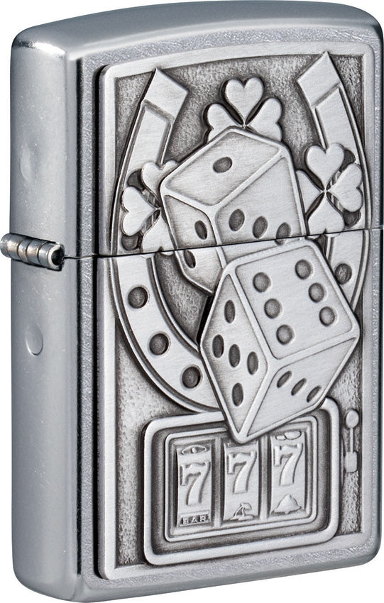 Zippo Lucky Seven Lighter Street Chrome All Metal Construction Dimensions: 1.44" x 2.25" 17216 -Zippo - Survivor Hand Precision Knives & Outdoor Gear Store