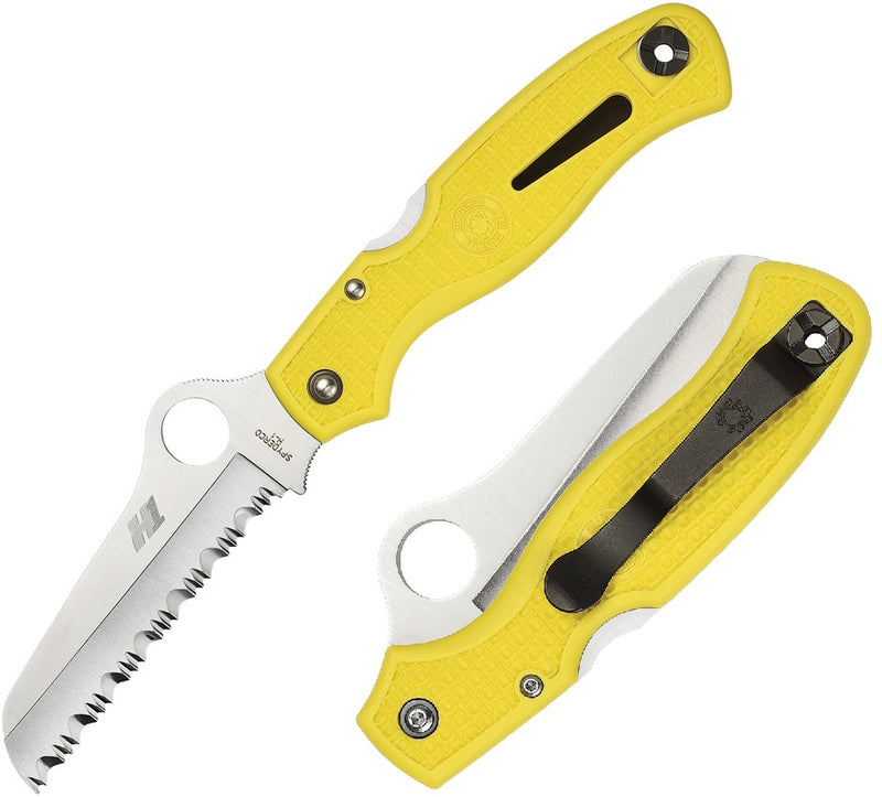 Spyderco Atlantic Salt Knife 3.68" Serrated H-1 Steel Blade Yellow FRN Handle -Spyderco - Survivor Hand Precision Knives & Outdoor Gear Store