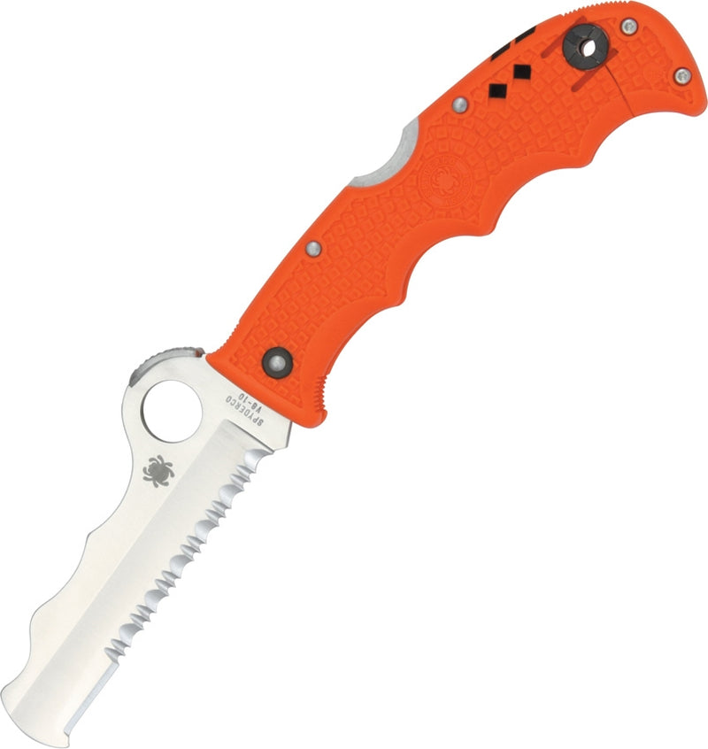 Spyderco Assist Lockback Folding Knife 3.75" Part Serrated VG10 Steel Blade Orange FRN Handle 79PSOR -Spyderco - Survivor Hand Precision Knives & Outdoor Gear Store