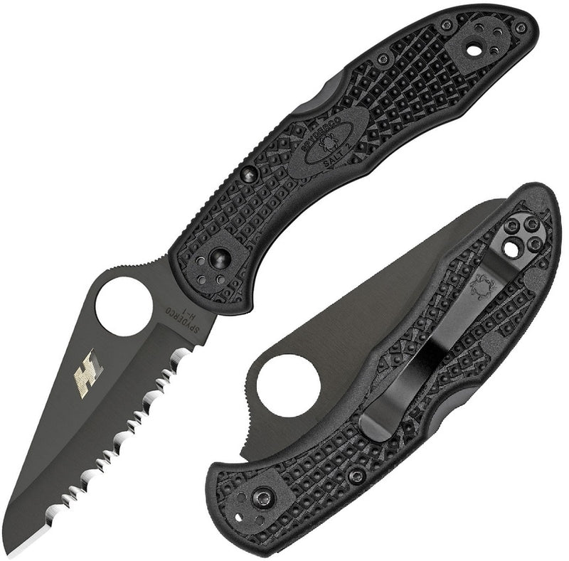 Spyderco Salt 2 Lockback Folding Knife 3" H-1 Steel Blade Black Textured FRN Handle 88SBBK2 -Spyderco - Survivor Hand Precision Knives & Outdoor Gear Store