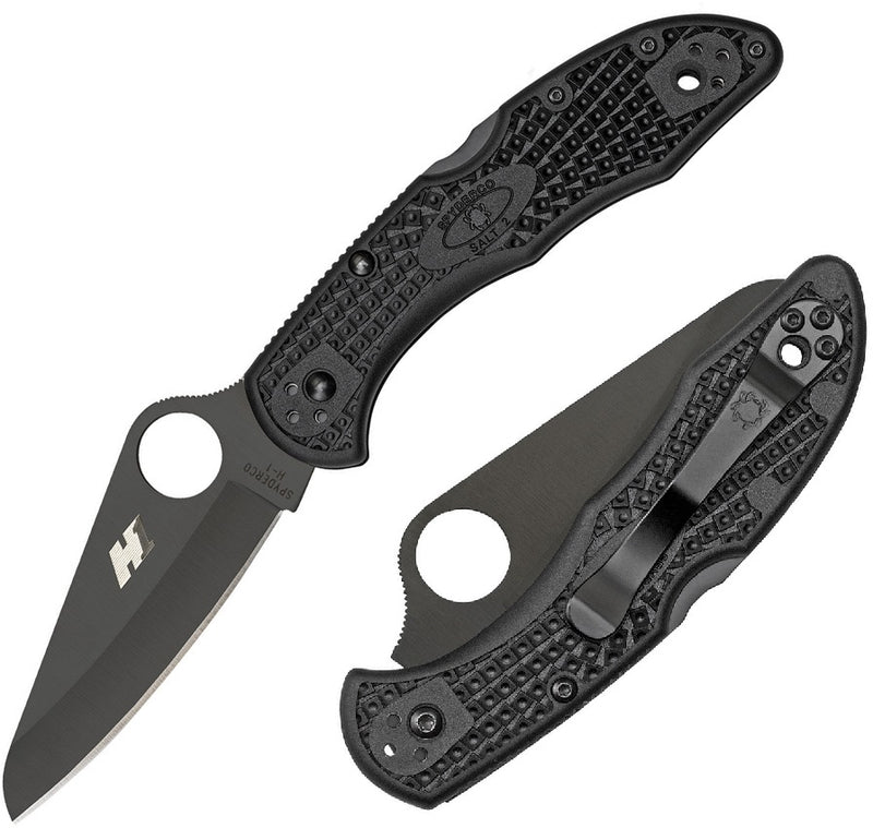 Spyderco Salt 2 Knife 3" Black H-1 Steel Blade Black FRN Handle 88PBBK2 -Spyderco - Survivor Hand Precision Knives & Outdoor Gear Store