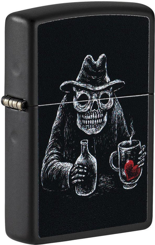 Zippo Bar Skull Lighter Black Matte All Metal Construction Dimensions: 1.44" x 2.25" 16610 -Zippo - Survivor Hand Precision Knives & Outdoor Gear Store