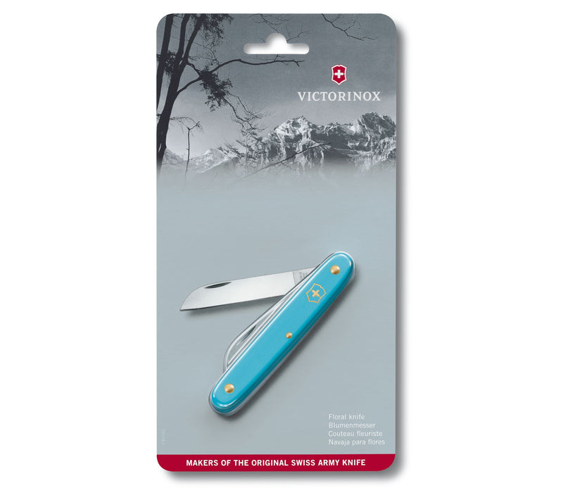 Victorinox Floral Folding Knife 2.5" Stainless Steel Sheepsfoot Blade Blue Composition Handle 3905025 -Victorinox - Survivor Hand Precision Knives & Outdoor Gear Store