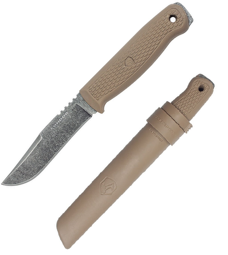 Condor Bushglider Fixed Knife 4.25" 1095HC Steel Full Blade Tan Polypropylene Handle TK394842HC -Condor - Survivor Hand Precision Knives & Outdoor Gear Store