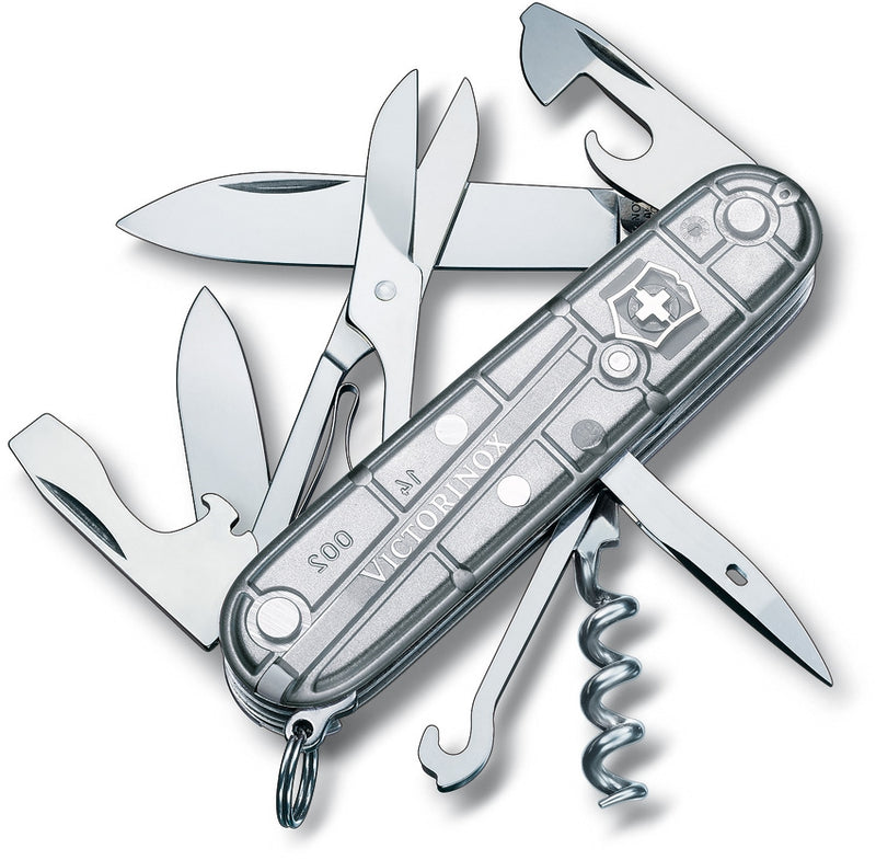 Victorinox Climber Pocket Knife Stainless Steel Blades Silver Translucent ABS Handle 13703T7033X1 -Victorinox - Survivor Hand Precision Knives & Outdoor Gear Store