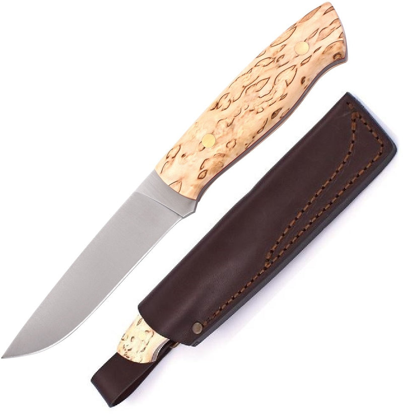 Brisa Trapper 115 Knife 4.5" Elmax Steel Flat Grind Blade Curly Birch Handle 072 -Brisa - Survivor Hand Precision Knives & Outdoor Gear Store