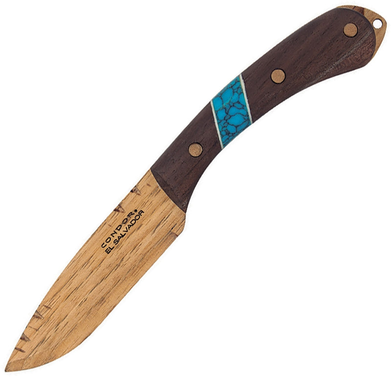 Condor River Wooden Kit Fixed Knife 3.5" Natural Wood Blade Walnut/Turquoise Handle 282935HI -Condor - Survivor Hand Precision Knives & Outdoor Gear Store