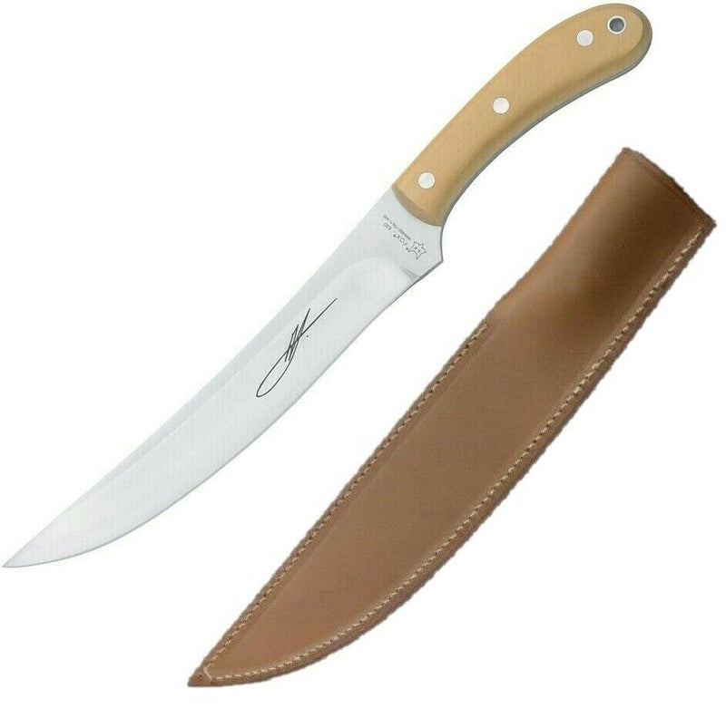 Fox Old Fixed Knife 8.25" Satin Finish 440C Steel Full Tang Blade Boxwood Handle 630 -Fox - Survivor Hand Precision Knives & Outdoor Gear Store