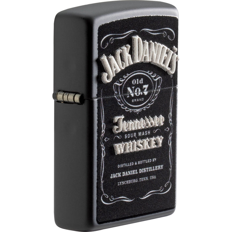 Zippo Jack Daniels Lighter Black Matte All Metal Construction Dimensions: 1.44" x 2.25" 17093 -Zippo - Survivor Hand Precision Knives & Outdoor Gear Store