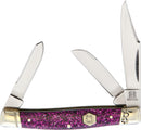 Rough Ryder Sparkle Stockman Pocket Knife Stainless Steel Blades Purple Glitter Acrylic Handle 2018 -Rough Ryder - Survivor Hand Precision Knives & Outdoor Gear Store