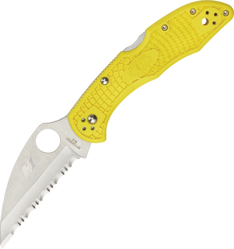 Spyderco Salt 2 Lockback Folding Knife 3" H1 Steel Wharncliffe Blade Yellow Texture FRN Handle 88SWCYL2 -Spyderco - Survivor Hand Precision Knives & Outdoor Gear Store