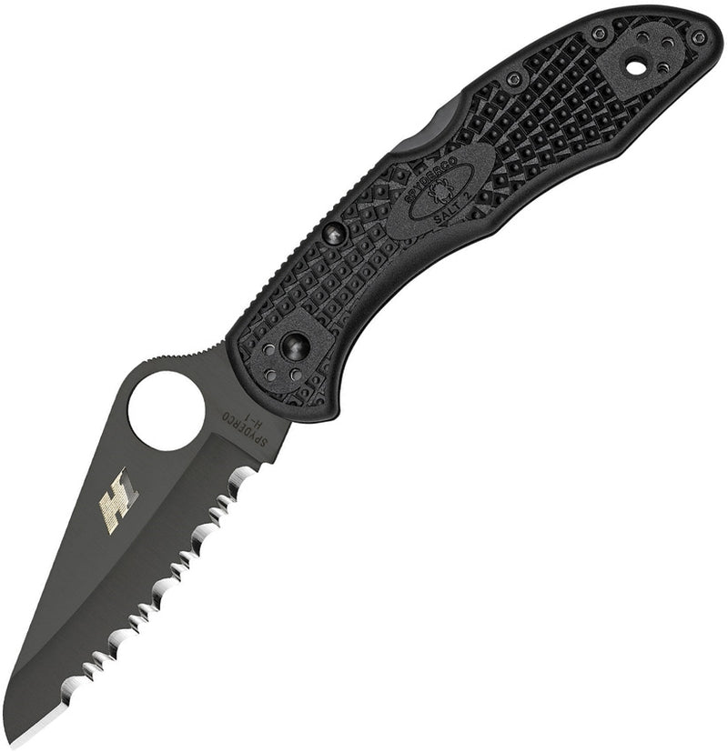 Spyderco Salt 2 Lockback Folding Knife 3" H-1 Steel Blade Black Textured FRN Handle 88SBBK2 -Spyderco - Survivor Hand Precision Knives & Outdoor Gear Store