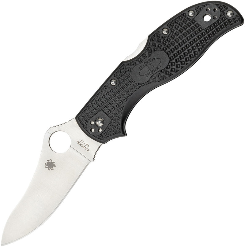 Spyderco Stretch 2 Lockback Folding Knife 3.5" VG-10 Steel Blade Black Textured FRN Handle 90PBK2 -Spyderco - Survivor Hand Precision Knives & Outdoor Gear Store