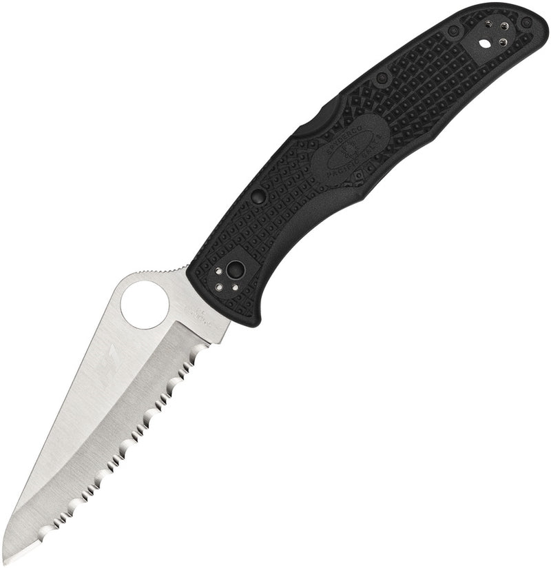 Spyderco Pacific Salt 2 Lockback Folding Knife 3.75" H1 Steel Serrated Blade Black Bi-Directional Texture FRN Handle 91SBK2 -Spyderco - Survivor Hand Precision Knives & Outdoor Gear Store