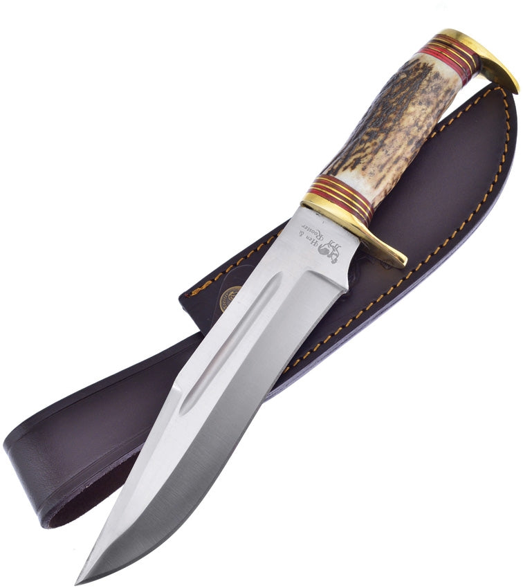 Hen & Rooster Fixed Knife 7.25" Stainless Steel Clip Point Blade Deer Stag Handle 185 -Hen & Rooster - Survivor Hand Precision Knives & Outdoor Gear Store