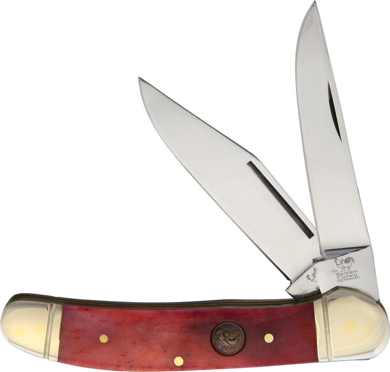 Hen & Rooster Copperhead Pocket Knife Stainless Steel Blades Red Smooth Bone Handle 232BRB -Hen & Rooster - Survivor Hand Precision Knives & Outdoor Gear Store