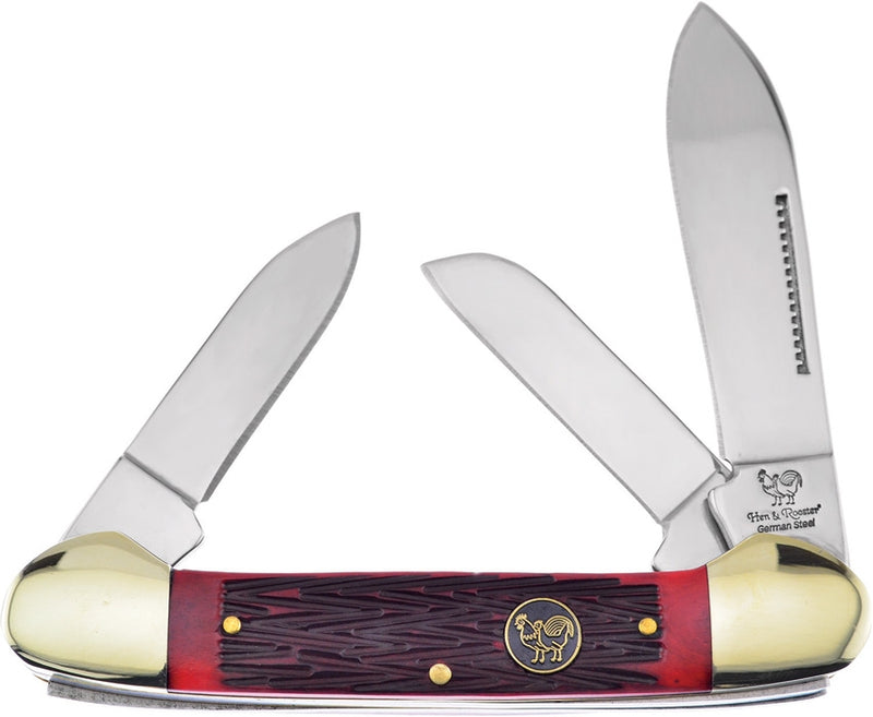 Hen & Rooster Canoe Pocket Knife Stainless Steel Blades Red Pick Bone Handle 353LRPB -Hen & Rooster - Survivor Hand Precision Knives & Outdoor Gear Store