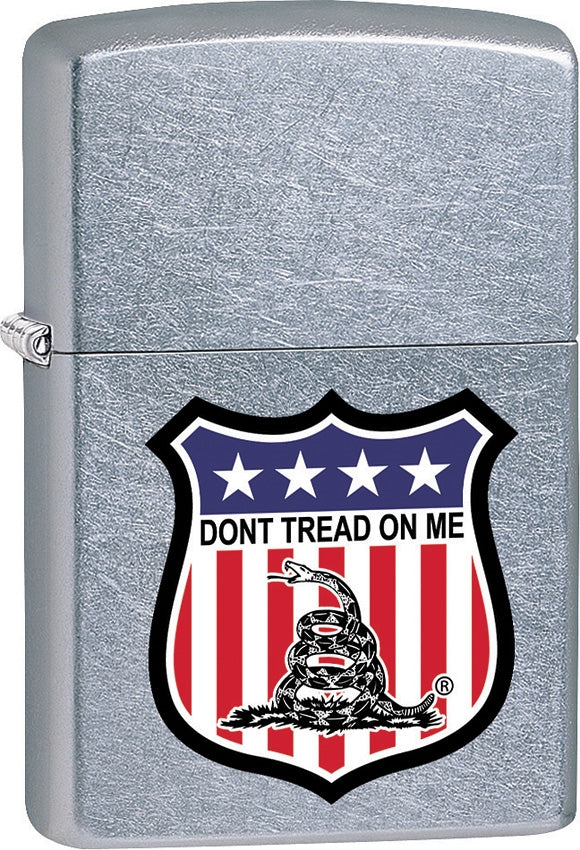 Zippo Lighter Dont Tread On Me Dimensions: 1.44" x 2.25" Street Chrome Construction Made In USA 15277 -Zippo - Survivor Hand Precision Knives & Outdoor Gear Store