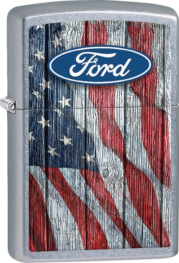 Zippo Lighter Ford Oval And Flag Street Chrome Construction Made In USA 15294 -Zippo - Survivor Hand Precision Knives & Outdoor Gear Store