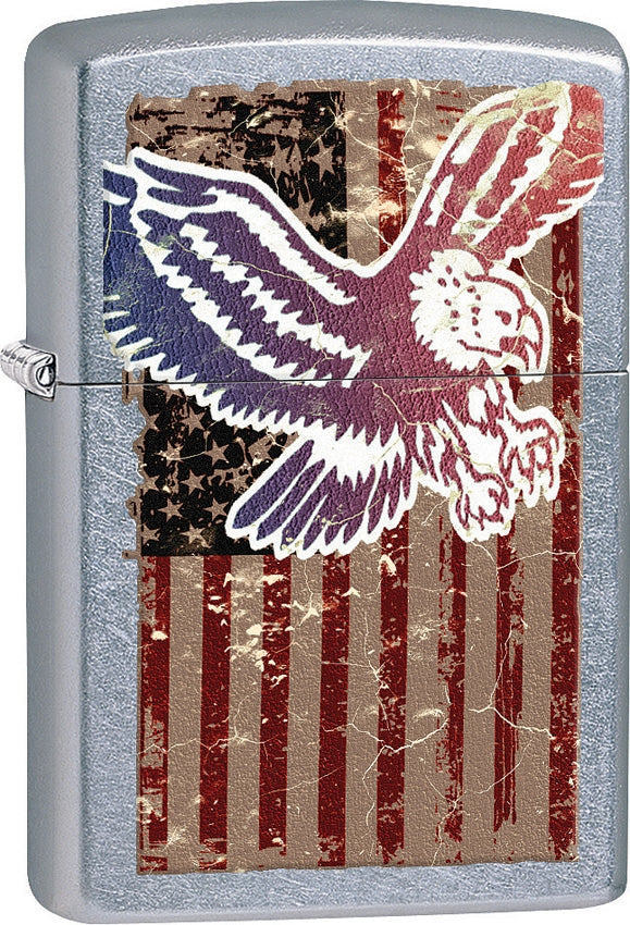 Zippo Lighter US Flag/Eagle Dimensions: 1.44" x 2.25" Street Chrome Construction Made In USA 15289 -Zippo - Survivor Hand Precision Knives & Outdoor Gear Store