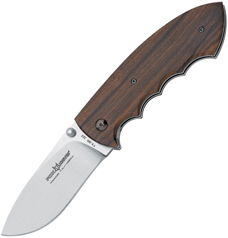 Fox Kommer Hunter Folding Knife 3.25" N690 Steel Blade Ziricote Wood Handle BR322 -Fox - Survivor Hand Precision Knives & Outdoor Gear Store