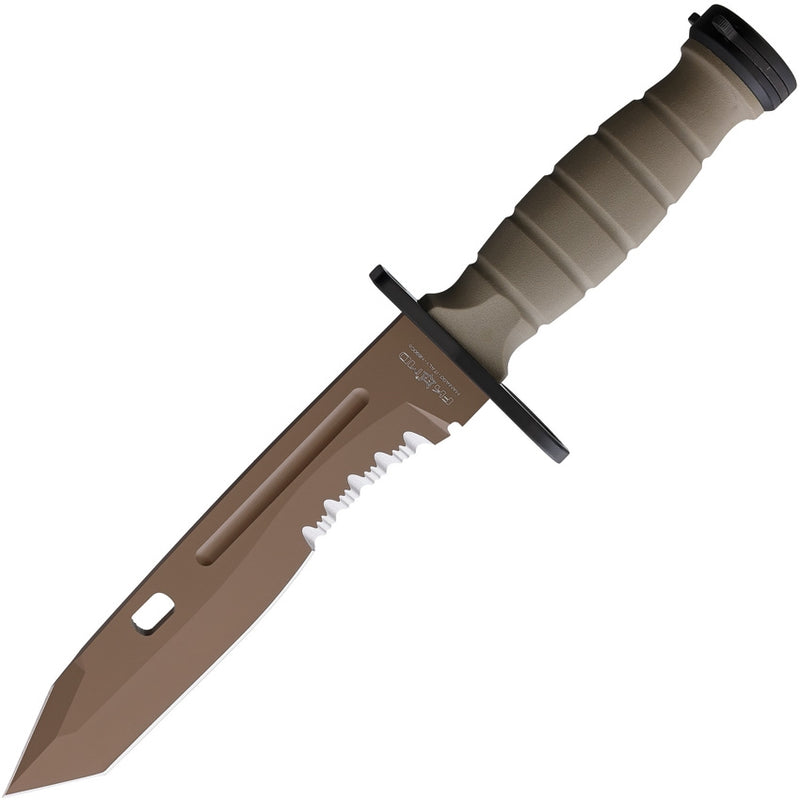 Fox Oplita Combat Fixed Knife 7.25" N690 Steel Tanto Blade Coyote Tan Rubber Handle 3003 -Fox - Survivor Hand Precision Knives & Outdoor Gear Store