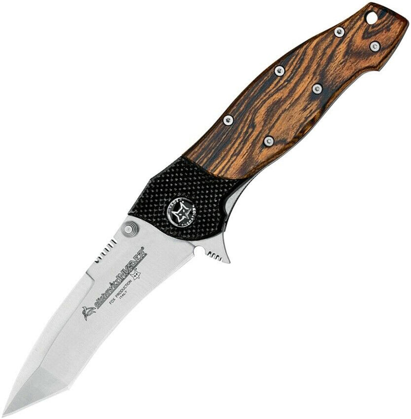 Fox Invader Linerlock Folding Knife 3.75" Stainless Steel Blade Bocote Wood Handle 459B -Fox - Survivor Hand Precision Knives & Outdoor Gear Store