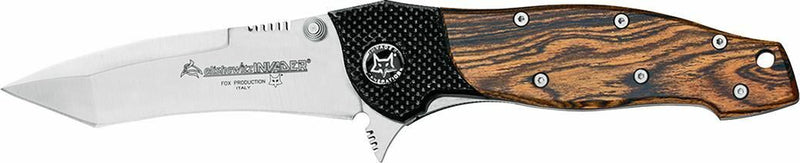 Fox Invader Linerlock Folding Knife 3.75" Stainless Steel Blade Bocote Wood Handle 459B -Fox - Survivor Hand Precision Knives & Outdoor Gear Store