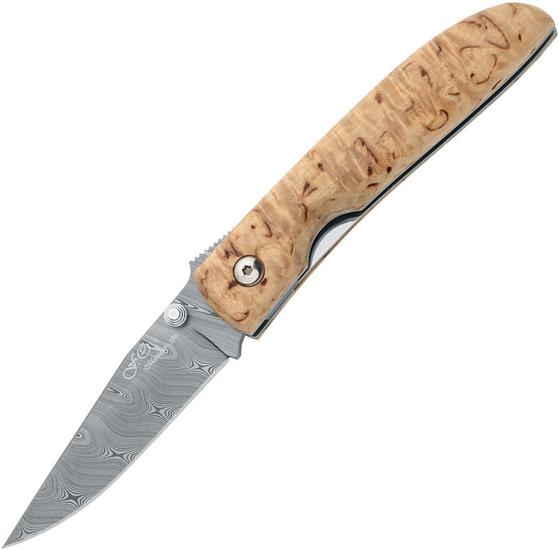 Fox Voyager Linerlock Folding Knife 3" Damascus Steel Blade Curly Birch Handle 2499DA -Fox - Survivor Hand Precision Knives & Outdoor Gear Store