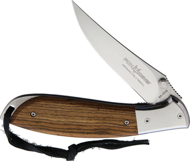 Fox Pheasant Linerlock Folding Knife 3.5" 12C27 Steel Blade Bocote Wood Handle BR011W -Fox - Survivor Hand Precision Knives & Outdoor Gear Store