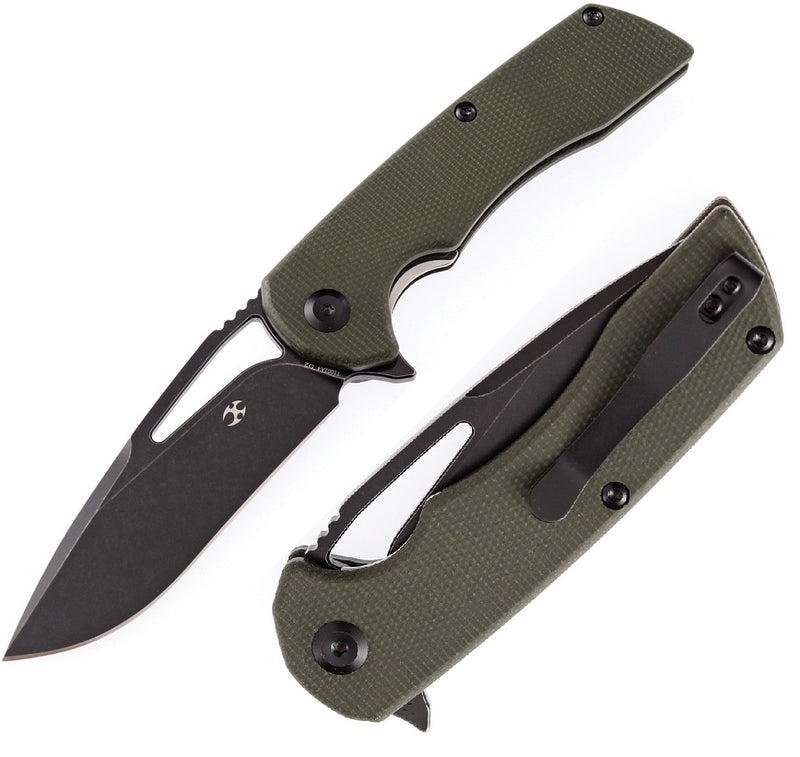 Kansept Knives Kyro Folding Knife 3.5" D2 Tool Steel Blade Green Canvas Micarta Handle 1001A4 -Kansept Knives - Survivor Hand Precision Knives & Outdoor Gear Store