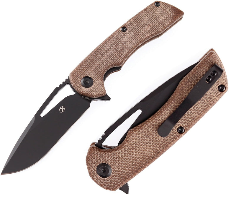 Kansept Knives Kyro Folding Knife 3.5" D2 Tool Steel Blade Brown Canvas Micarta Handle 1001B1 -Kansept Knives - Survivor Hand Precision Knives & Outdoor Gear Store