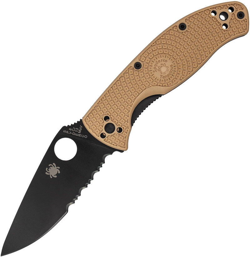 Spyderco Tenacious Folding Knife 3.5" 8Cr13MoV Steel Blade Tan FRN Handle 122PSTNBK -Spyderco - Survivor Hand Precision Knives & Outdoor Gear Store