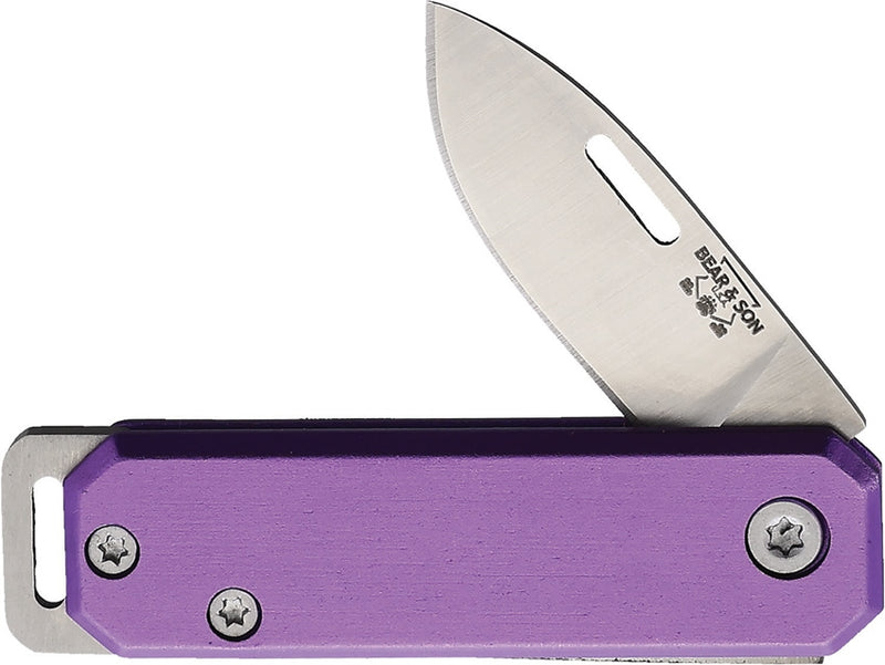 Bear & Son Slip Joint Folding Knife 1.5" High Carbon Steel Blade Purple Aluminum Handle 109PL -Bear & Son - Survivor Hand Precision Knives & Outdoor Gear Store